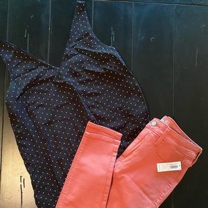 Old Navy black and white polka dot tank size small